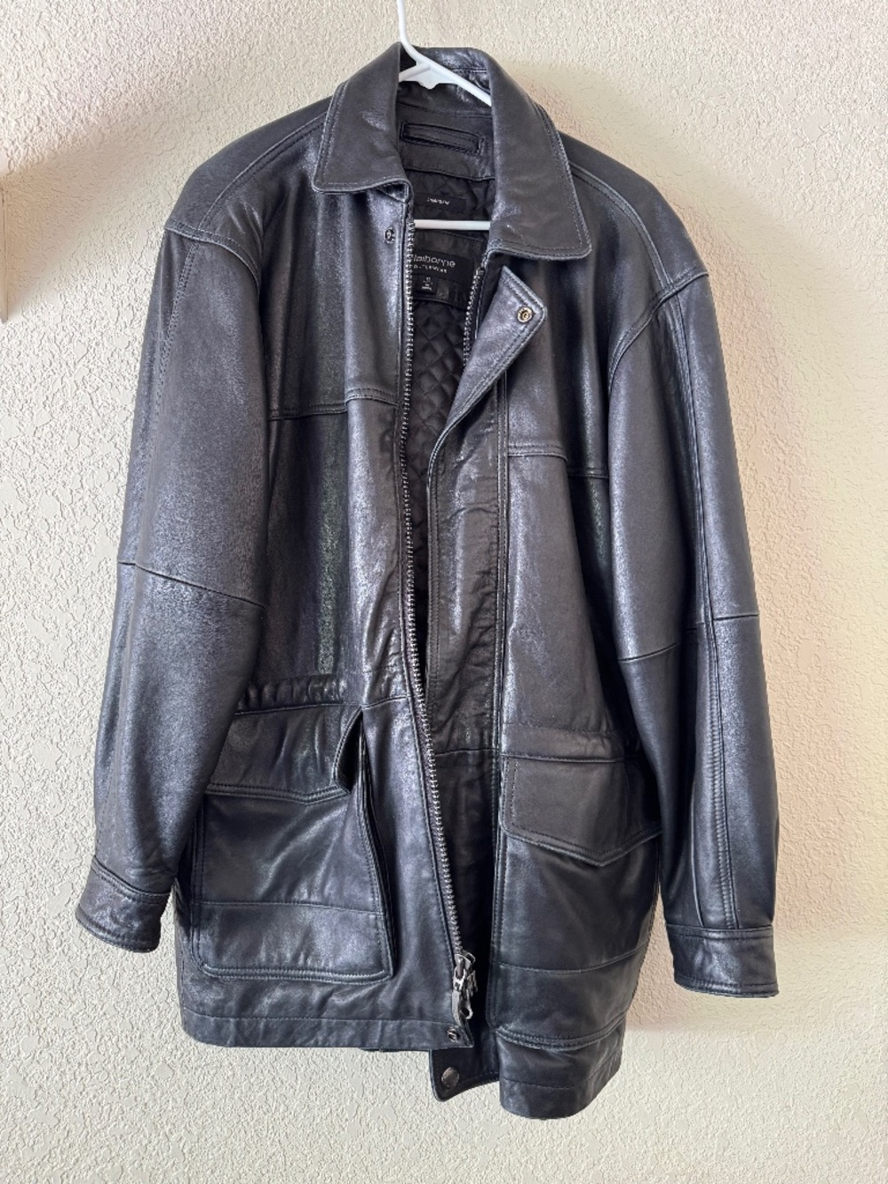 Claiborne Outerwear Mens Small Black Leather coat